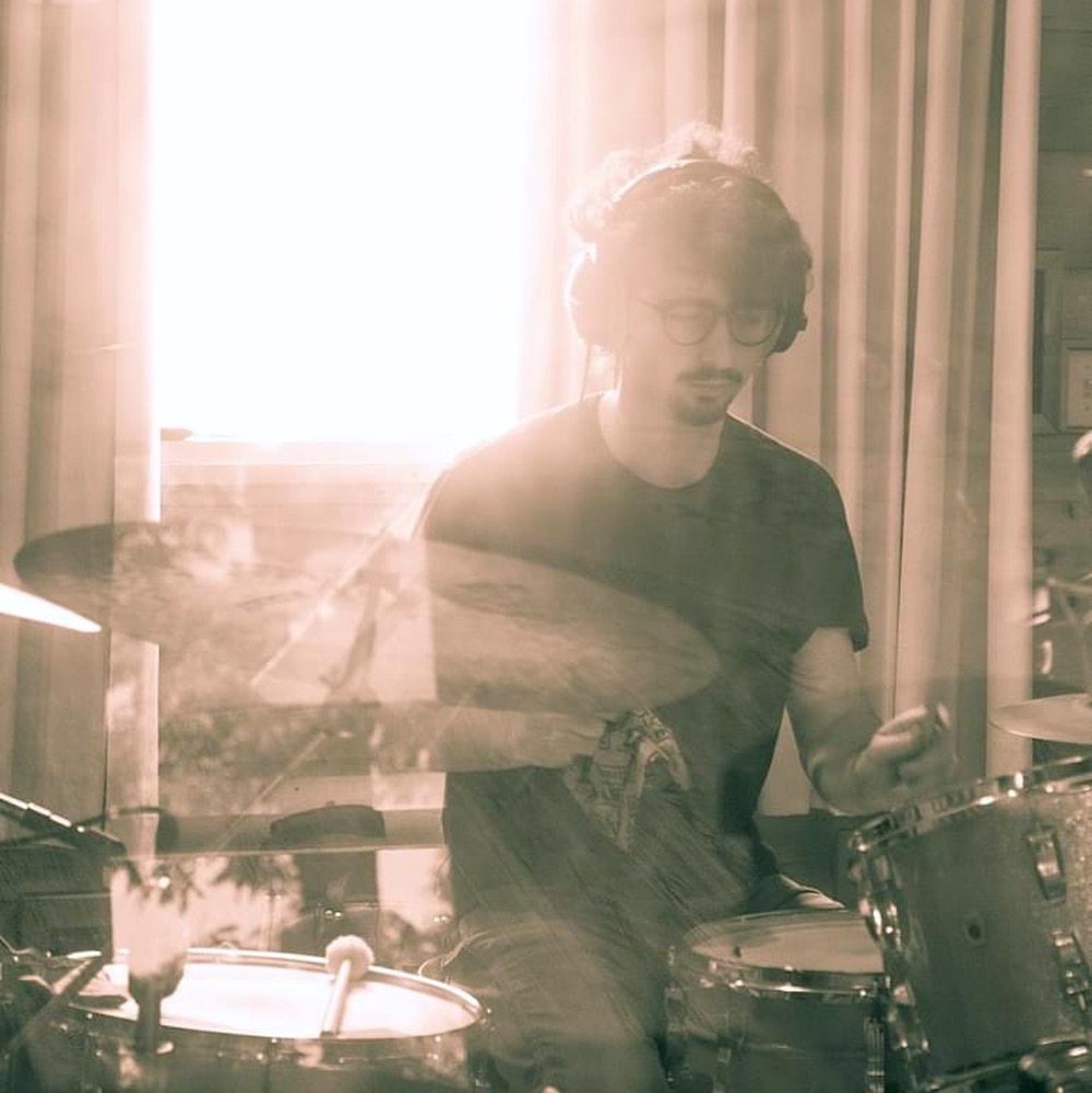 Lee Falco playing drums