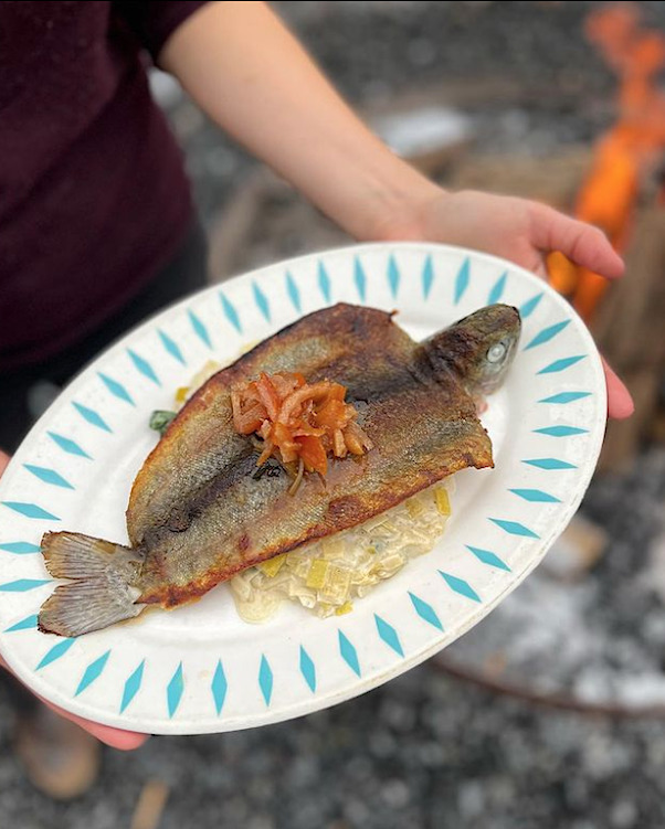 grilled trout dinner at the pines restaurant