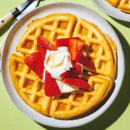 plate of strawberry waffles