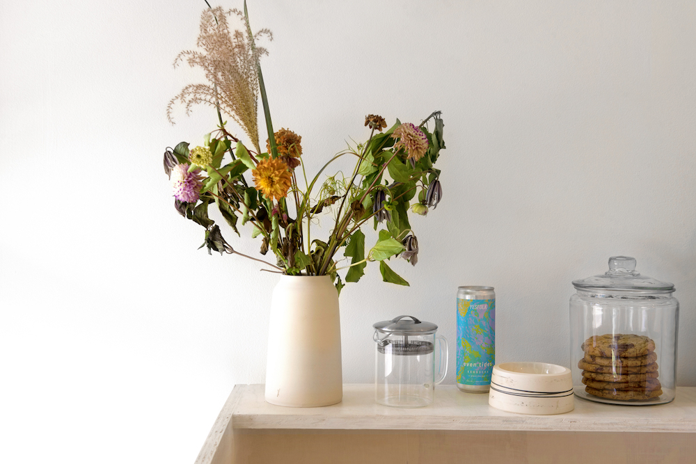 flowers on the counter