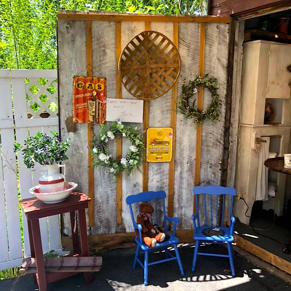 furniture outside of the barn door