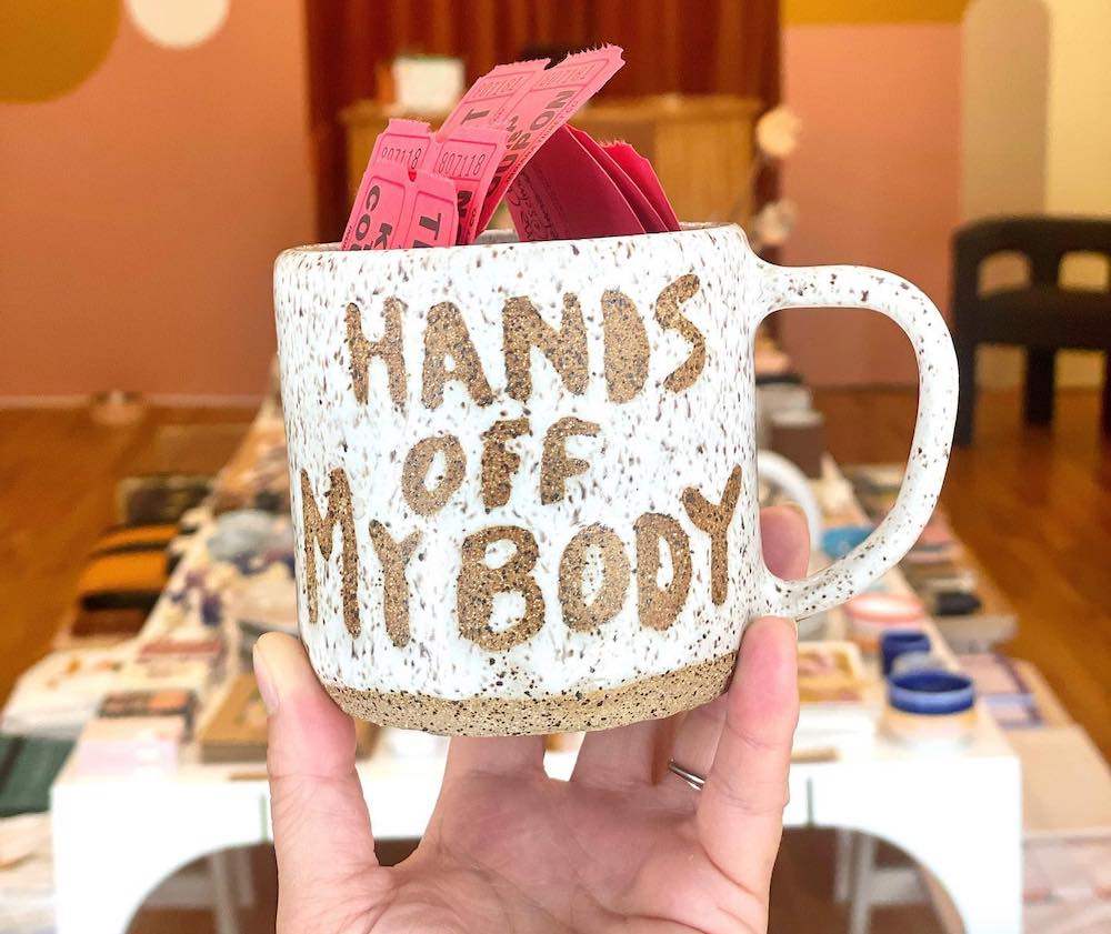 hands off my body mug