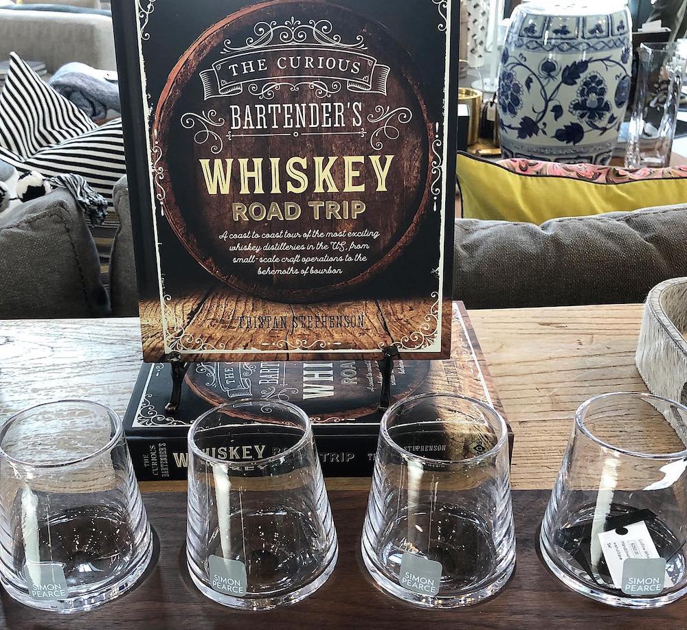 whiskey book and glasses