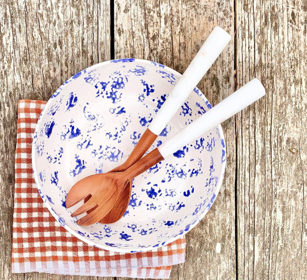 salad bowl and tongs