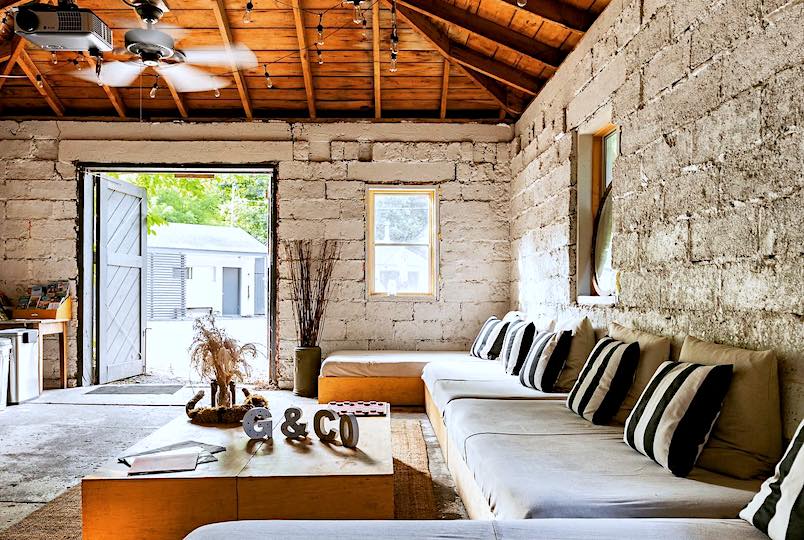 living room made from a garage