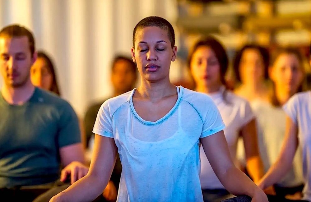 people in a yoga class