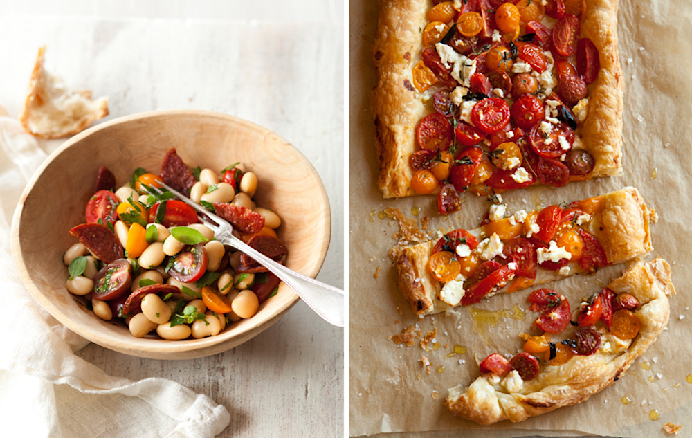 bean salad and tomato tart katie sears photography