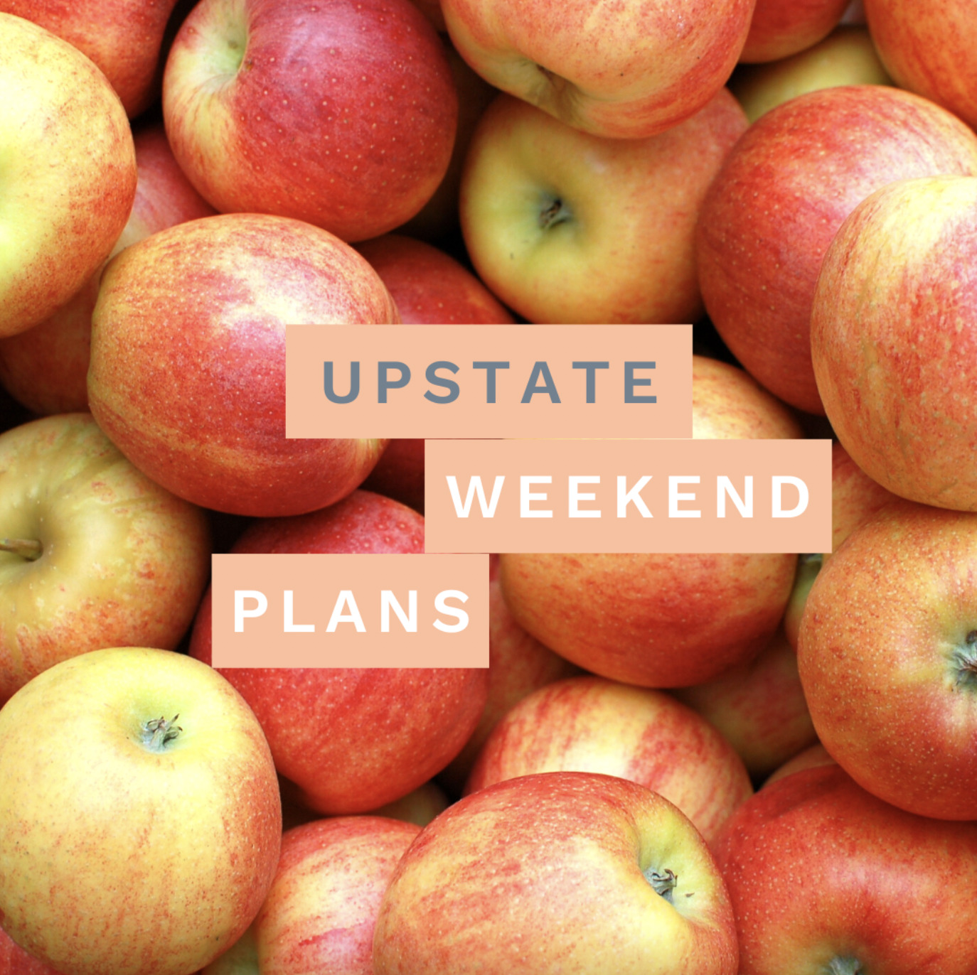 apples with title, "Upstate Weekend Plans"