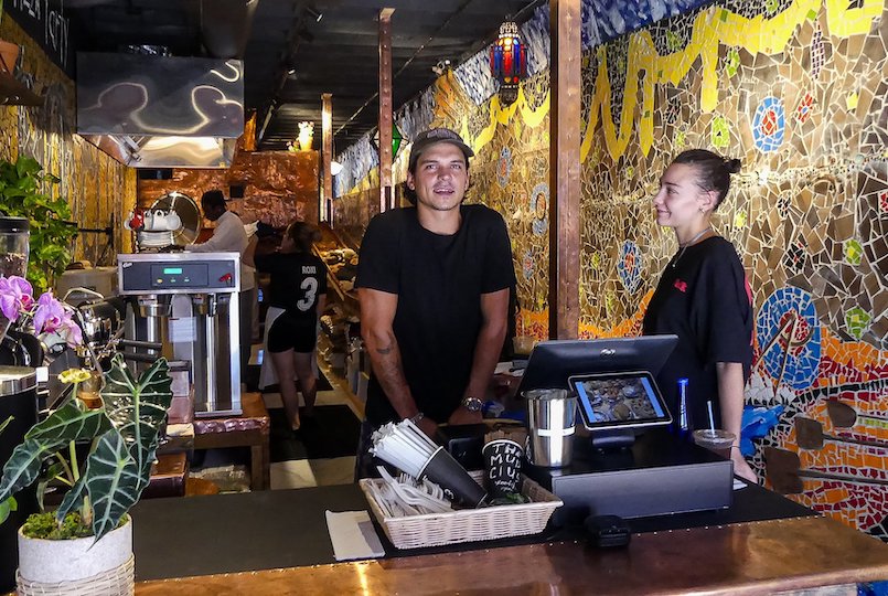 nick and staff in his cafe