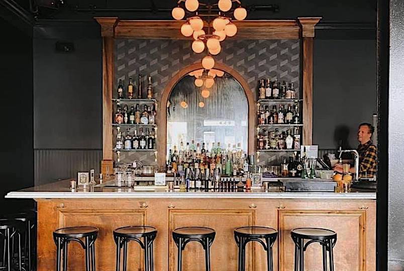 Wonderbar's bar with chandelier