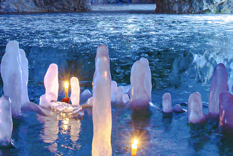crystals in a cave