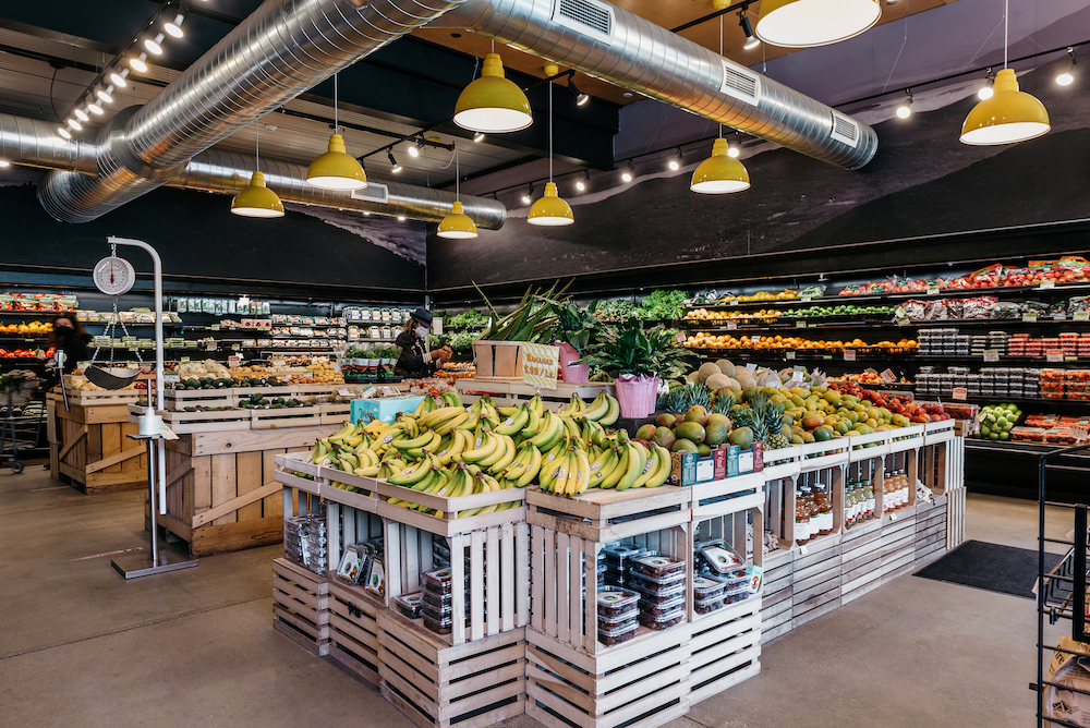 Produce section of Sunflower Market in Woodstock NY