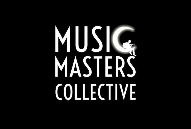 logo for Music Masters Collective in white writing on black background