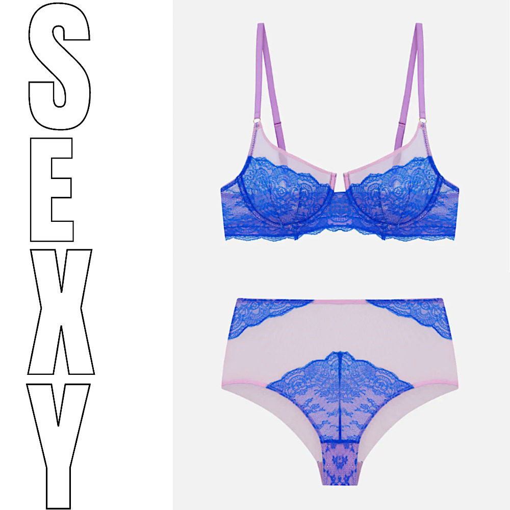 Mod Vin Blue and Pink Lingerie set