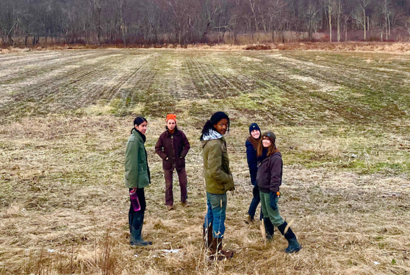 group of farmers on the land at Wolly Farms