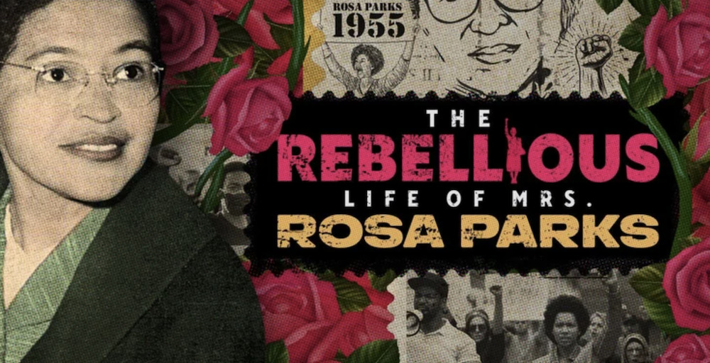 Photo of Mrs Rosa Parks for an advert of a film screening The Rebellious Life of Mrs. Rosa Parks at At the Ulster Performing Arts Center in Kingston NY