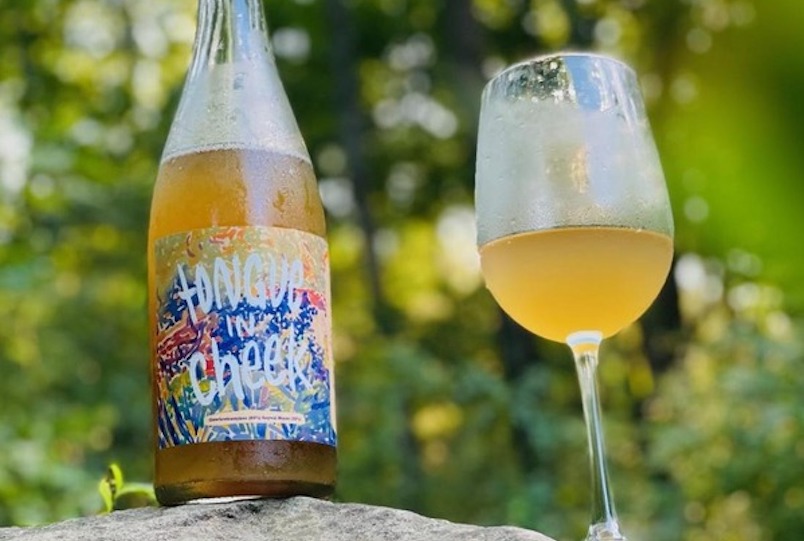 Bottle and glass of white wine from Accordion Wines in Accord NY