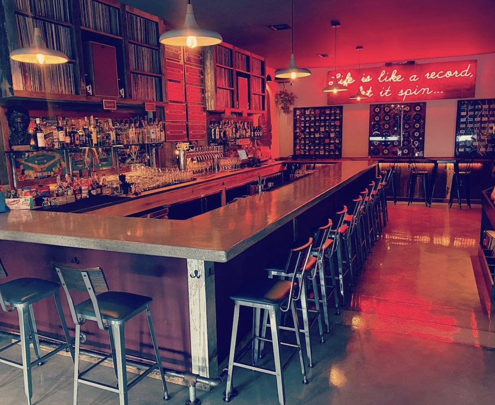 Inside bar and back wall of The Vinyl Bar in Beacon NY