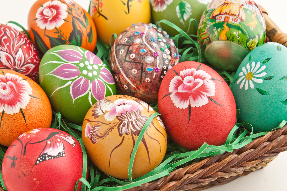 Hand Painted Eggs and Easter basket