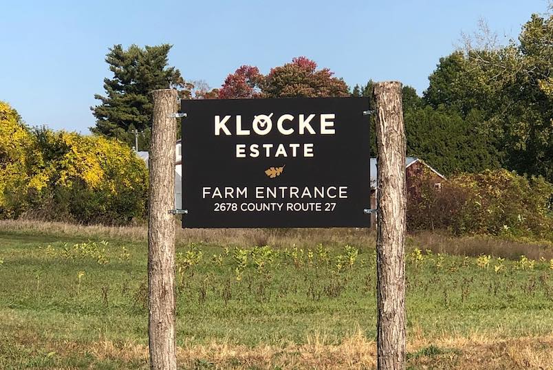Sign on the farm at Klocke Estate in Claverack, NY