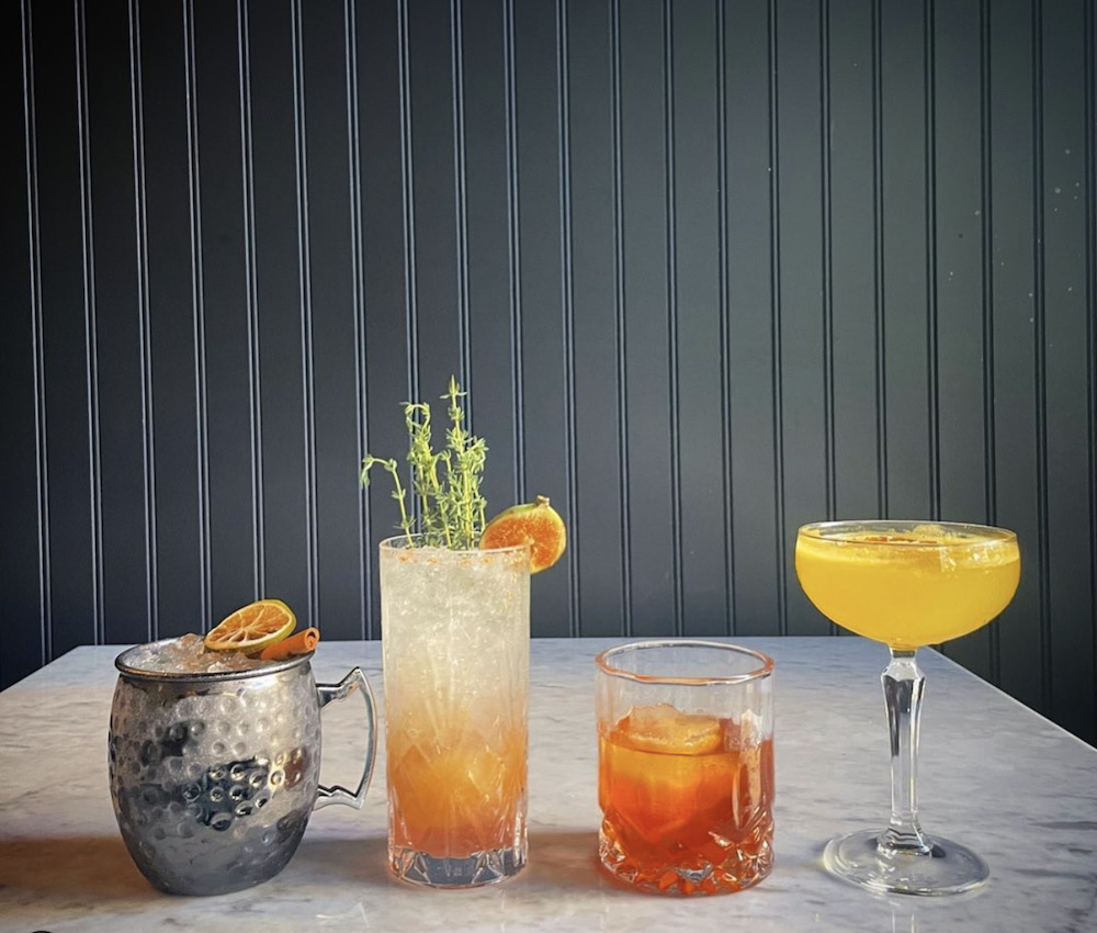 four different cocktails on the table at Wonderbar in Beacon NY