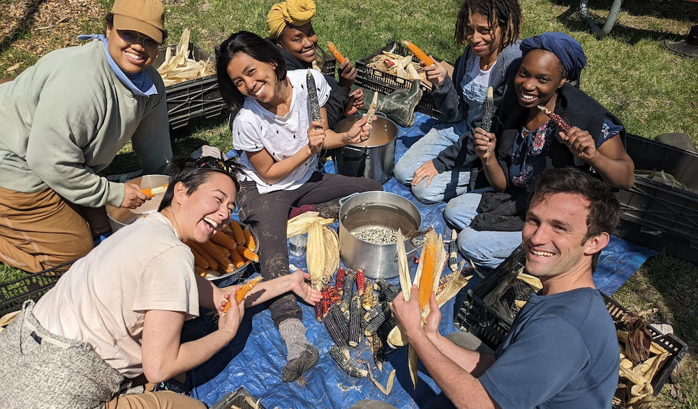 Soul Fire Farm showing volunteers working together for Community Building Through Volunteers blog by Jenny Wonderling and Inside+Out Upstate NY in the Hudson Valley