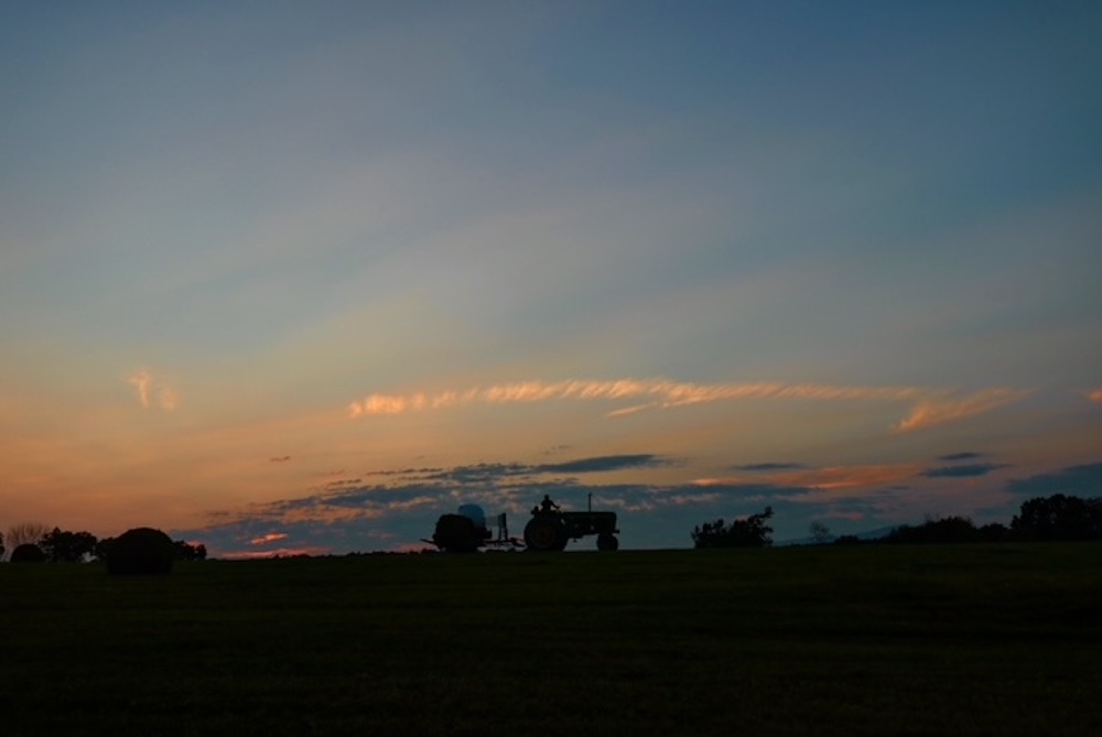 Tractor in the sunset