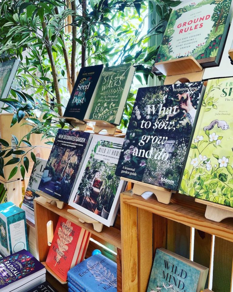 Gardening books on display at Postmark Books in Rosendale NY