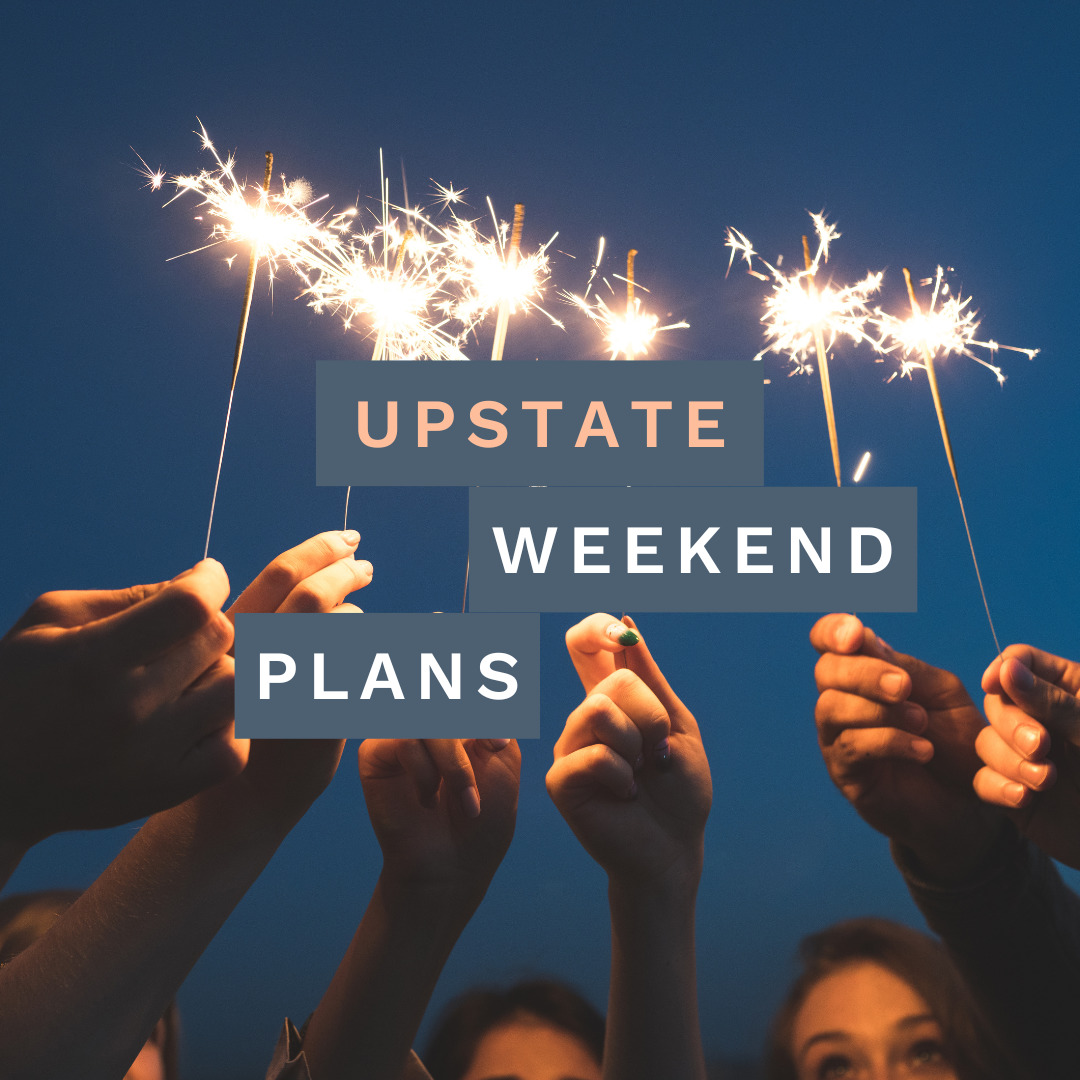 sparklers with the "Upstate Weekend Plans" text written across the photo for the Hudson Valley, NY.
