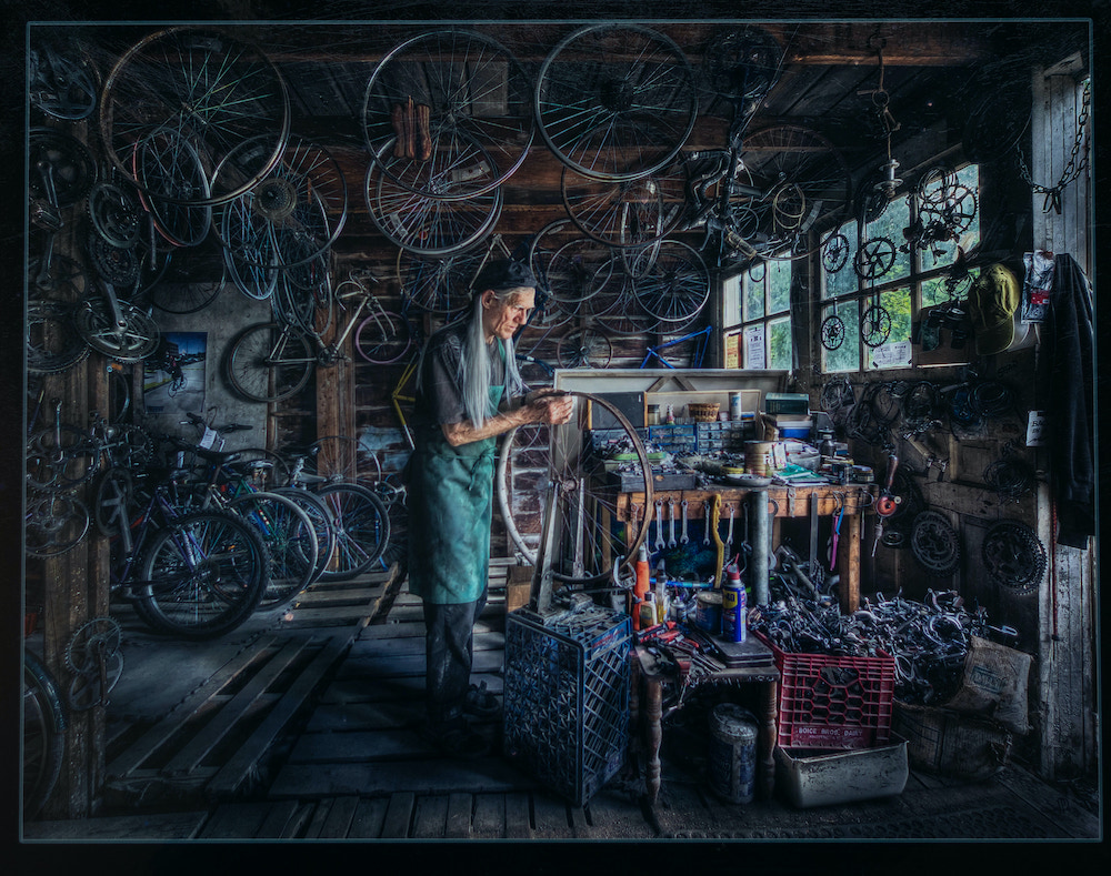 Michael Esposito in the Old Spokes Home Bike Shop Woodstock NY