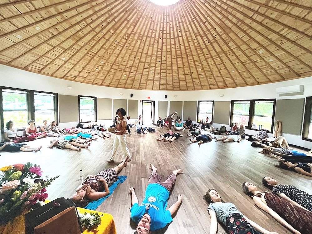 Sound bath meditation at KIVA Natural High