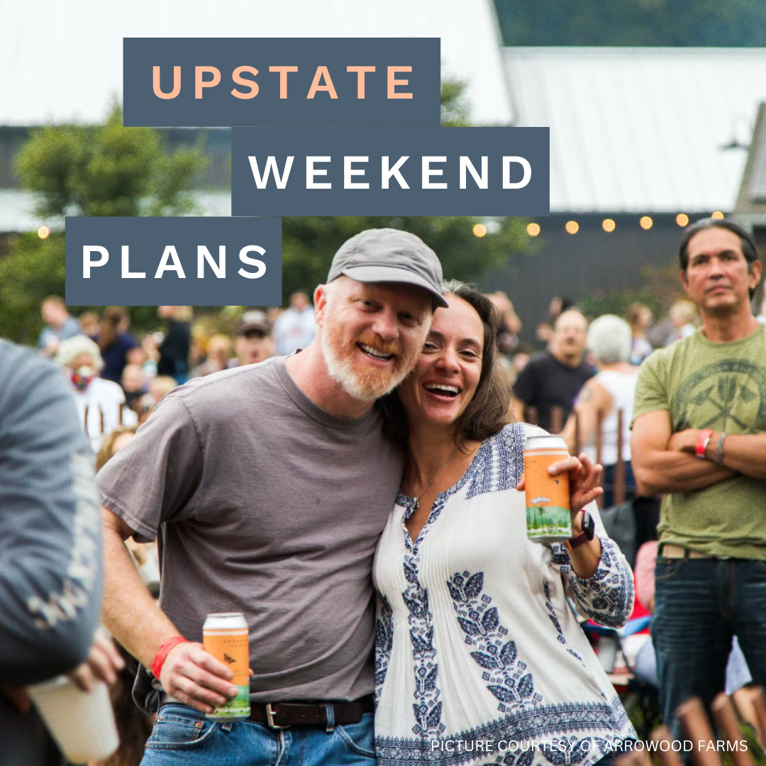 festival goers with the "Upstate Weekend Plans" text written across the photo for the Hudson Valley, NY.
